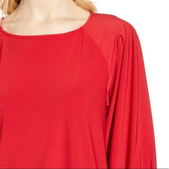 Halogen Red Flowy 3/4 Sleeve Shift Dress - Picture 4 of 11